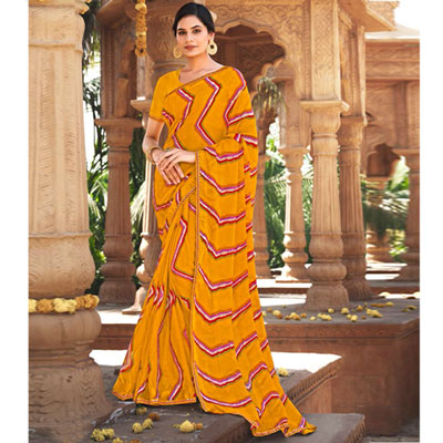 "Fancy Silk Saree Seymore Kesaria -11367 - Click here to View more details about this Product